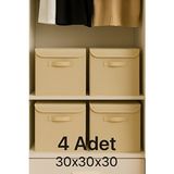 PRENDİ HOME 4’lü Krem Kapaklı Kumaş Dolap İçi Düzenleyici Kutu - 30x30x30 cm Katlanabilir Saklama Kutusu