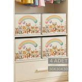 Prendi Home 4’lü Sevimli Dolap Içi Düzenleyici Kutu - 30X30X30 cm Katlanabilir Çok Amaçlı Saklama Kutusu