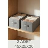 Prendi Home Füme 2'li Tela Dolap Içi Düzenleyici Kutu Organizer 45X25X20 cm Kazak Havlu Saklama Hurcu