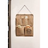 Prendi Home Jüt Kumaş 5 Cepli Çok Amaçlı Askılı Duvar Tipi Dolap Içi Banyo Mutfak Düzenleyici Organizer 35X45 cm - Kahverengi - 1 Adet