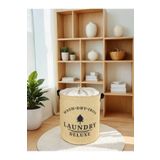 Prendi Home Laundry Deluxe Baskılı Fileli Jüt Katlanabilir Kıyafet Kirli Çamaşır Havlu Sepeti 37 x 40