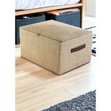 Prendi Home Orta Boy Jüt Kumaş Deri Saplı Baza Altı,Dolap Içi Destekli Hurç 35 x 42 x 23 cm - Kahverengi - 1 Adet - 35x42x23