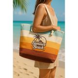 Prendi Home Summer Beach Yazılı Büyük Boy Piknik Ve Plaj Çantası Halat Saplı 55x36x15 Cm Çok Renkli