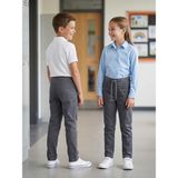 Prens Unisex Ribanalı Pamuklu Okul Pantolonu - Antrasit - 14 Yaş