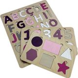 Prenses Puzzle Seti, Ahşap Bul-Tak Yapboz Set, Renkli Eğitici Bulmaca, Harf/Rakam/Şekil Öğrenimi