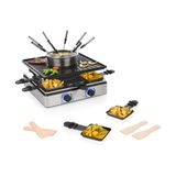 Prenses Raclette Ve Fondü 5'İ 1 Arada, 8 Kişilik, Çift Termostatlı, 1,3 L Fondü Kabı, Pfas İçermez, Çıkarılabilir Parçalar, 31X31 Cm Izgara Plakası, 1800 W, 162670