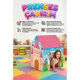 Prenses Ve Unicorn Temalı 100X70cm Kolay Kurulum Dayanıklı Çocuk Oyun Çadırı