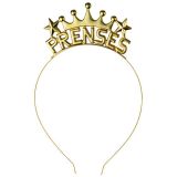 Prenses Yazılı Gold Renk Metal Taç