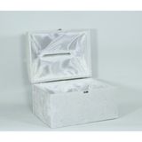 Prenses Zarf Takı Sandığı Ekru Büyük Boy Kadife ve Saten Kaplama 30x38x26 cm Şık Tasarım