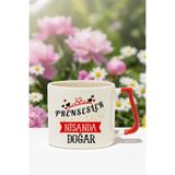 Prensesler Nisanda Doğar Baskılı Kız Arkadaş Sevgili Hediyelik Kırmızı/Turuncu Kulp Kupa Bardak, QBLK8268-04NİSAN-KR
