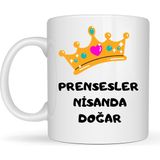 Prensesler Nisanda Doğar Yazılı Kupa Model 248 Taç Tasarımlı Nisan Ayı Doğum Günü Temalı Seramik Kahve Kupası - Belirtilmemiş - 001 - Beyaz