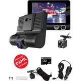 Prepare 3 Kameralı Araç Iç Ön ve Arka Yol Video Kaydedici Sürüş Güvenliği Kamerası G-Sensor 4inç Büyük Ekran - Siyah