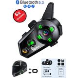 Prepare 500 mt Intercom 6 Eşleşmeli Müzik Paylaşımlı Kask Kulaklık D-2pr 6x Su Geçirmez Motosiklet Intercom - Siyah