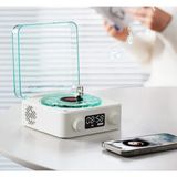 Prepare Mini Nostalji Plak Görünüm Dekor Waves Bluetooth Işıklı Müzik Çalar Alarm Saat Tf Kart Aux Özellikli - Pembe