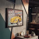 Preser Retro Araba Metal Kabartmalı Duvar Tablosu 55x45 cm Vintage Dekor Ofis Kafe Bar Tablo Genç