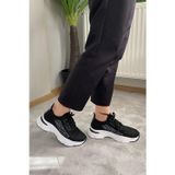 Preshley Kadın Fabri Siyah Triko Beyaz Tabanlı Taşlı Spor Ayakkabı & Sneaker