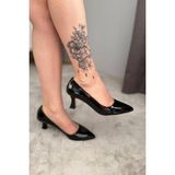 Preshley Kadın Sity Siyah Rugan 6 cm İnce Topuklu Stiletto
