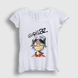 Presmono Beyaz 2D Gorillaz Kadın T-Shirt