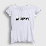 Presmono Beyaz Logo Wednesday Addams Family Addams Ailesi Kadın T-Shirt