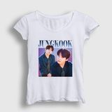 Presmono Beyaz Poster K Pop Jungkook Bts Kadın T-Shirt