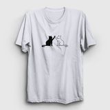 Presmono Black and White Cats Kedi Beyaz Unisex T-Shirt