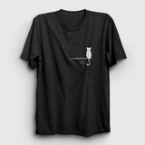Presmono Cat on the Wall Kedi Siyah Unisex T-Shirt