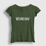 Presmono Haki Logo Wednesday Addams Family Addams Ailesi Kadın T-Shirt