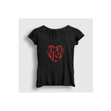 Presmono Kadın Siyah I Love Kalp Mitski T-Shirt 543207tt