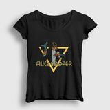 Presmono Kadın Siyah Welcome Alice Cooper T-Shirt
