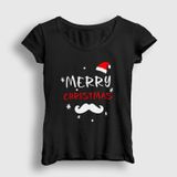 Presmono Mustache Merry Christmas Yılbaşı Kadın T-shirt