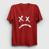 Presmono Sad Face Lil Peep Bisiklet Yaka Kırmızı Kadın T-Shirt