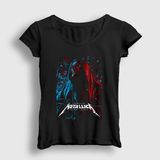Presmono Siyah Cloak Metallica Kadın T-Shirt