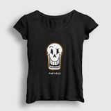Presmono Siyah Face Papyrus Undertale Kadın T-Shirt