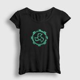 Presmono Siyah Gear Jinjer Kadın T-Shirt
