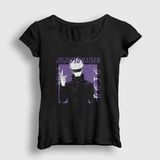 Presmono Siyah Gojo Anime Jujutsu Kaisen Kadın T-Shirt