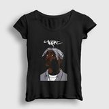 Presmono Siyah Icon Tupac Shakur Kadın T-Shirt