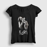 Presmono Siyah Jonathan Davis Korn Kadın T-Shirt