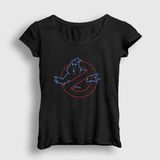 Presmono Siyah Logo Film Hayalet Avcıları Ghostbusters Kadın T-Shirt