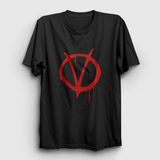 Presmono Siyah Logo Film V For Vendetta Unisex T-Shirt