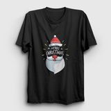 Presmono Siyah Merry Christmas Noel Baba Santa Claus Yılbaşı Unisex T-Shirt
