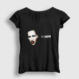 Presmono Siyah MM Marilyn Manson Kadın T-Shirt