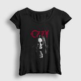 Presmono Siyah Pray Ozzy Osbourne Kadın T-Shirt