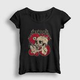 Presmono Siyah Shortest Straw Metallica Kadın T-Shirt