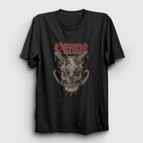 Presmono Siyah Skull Kreator Kadın T-Shirt