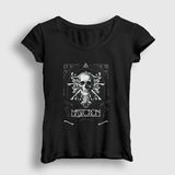 Presmono Siyah Skull Mastodon Kadın T-Shirt