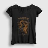 Presmono Siyah Skulls Dark Tranquillity Kadın T-Shirt