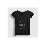 Presmono Siyah Space Among Us Kadın T-shirt