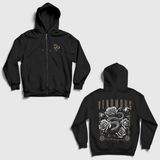 Presmono Siyah Venomous Snake Sırt Baskılı Fermuarlı Kapüşonlu Sweatshirt - 2XL