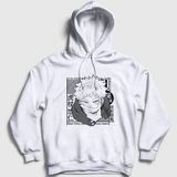 Presmono Unisex Beyaz Yuji Itadori Anime Jujutsu Kaisen Kapüşonlu Sweatshirt