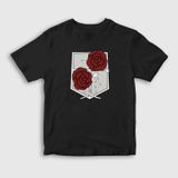 Presmono Unisex Çocuk Garrison V2 Anime Attack On Titan Siyah T-Shirt